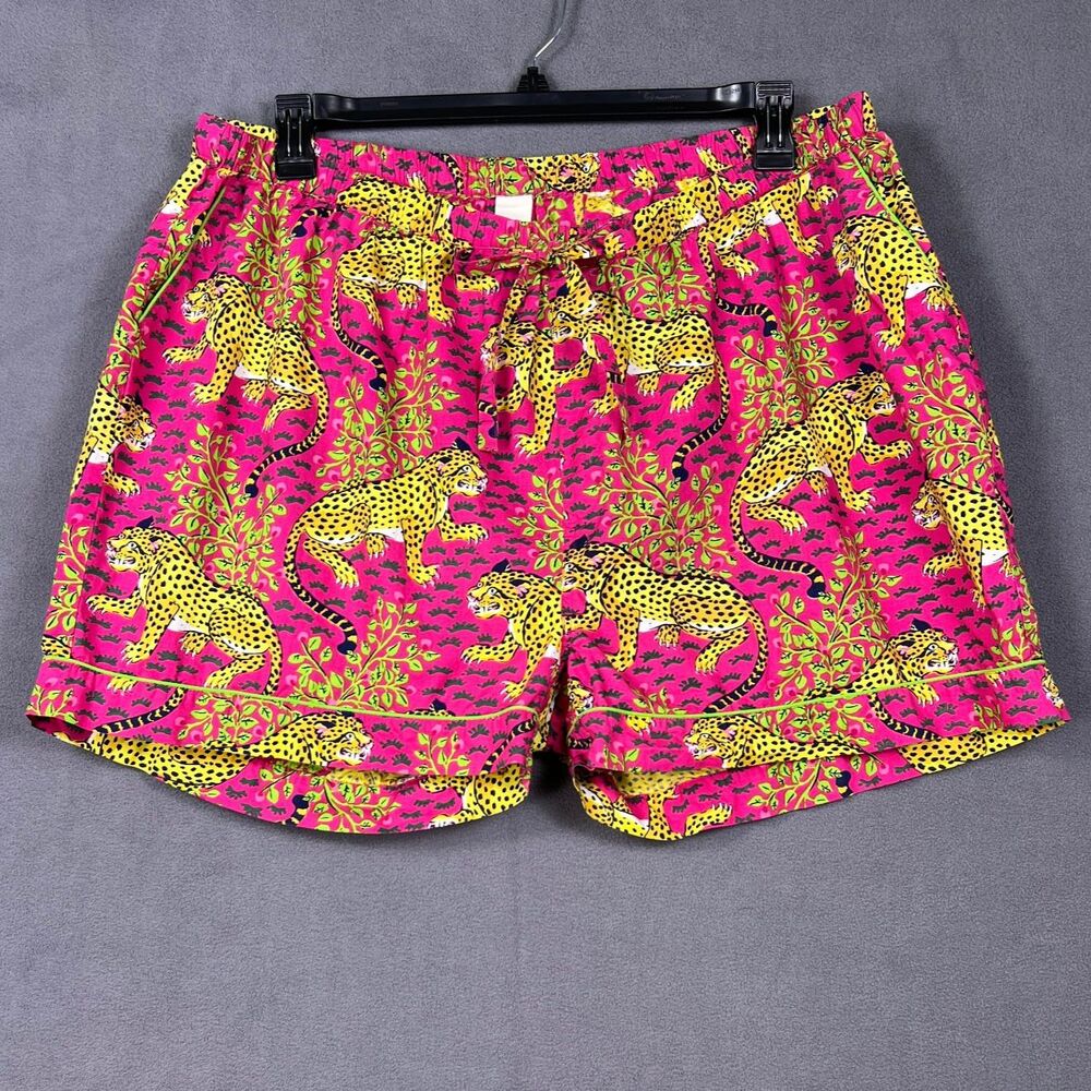 Printfresh Bagheera Hot Pink Leopard Pajama Shorts Plus Size 1X Cotton Sleepwear